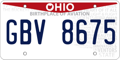 OH license plate GBV8675