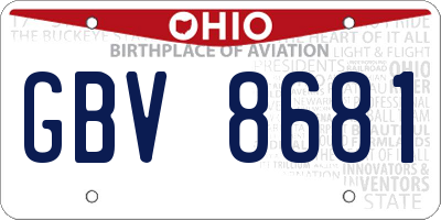 OH license plate GBV8681