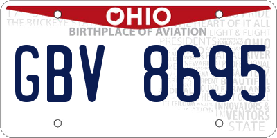 OH license plate GBV8695