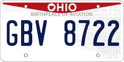 OH license plate GBV8722