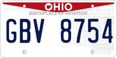 OH license plate GBV8754