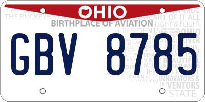 OH license plate GBV8785