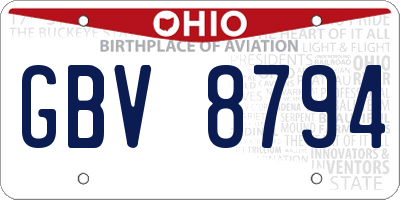 OH license plate GBV8794