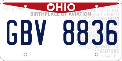 OH license plate GBV8836