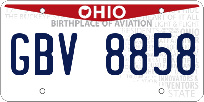 OH license plate GBV8858