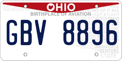 OH license plate GBV8896