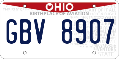 OH license plate GBV8907