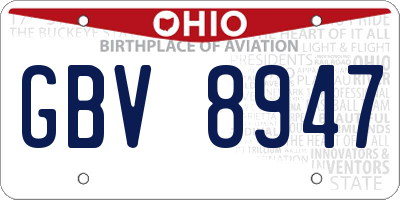 OH license plate GBV8947