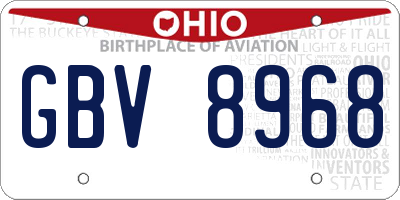 OH license plate GBV8968
