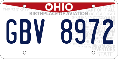 OH license plate GBV8972