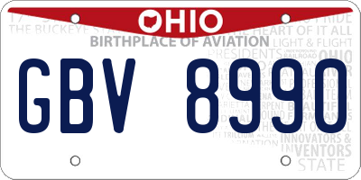 OH license plate GBV8990