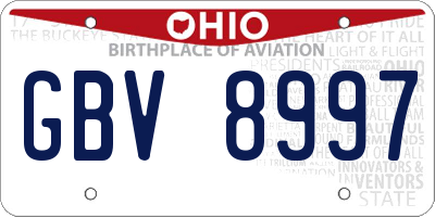 OH license plate GBV8997