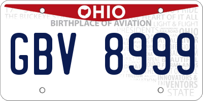 OH license plate GBV8999