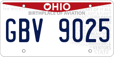 OH license plate GBV9025