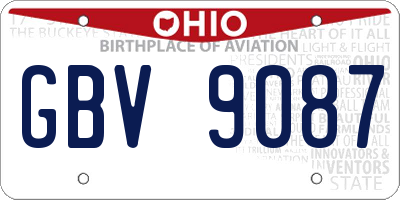 OH license plate GBV9087
