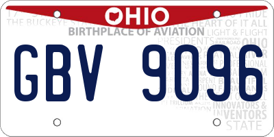 OH license plate GBV9096
