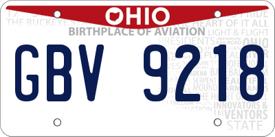 OH license plate GBV9218