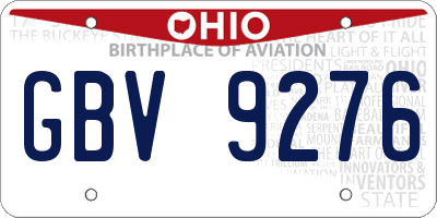 OH license plate GBV9276