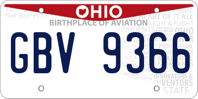 OH license plate GBV9366