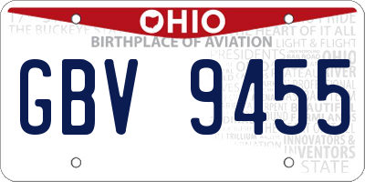 OH license plate GBV9455