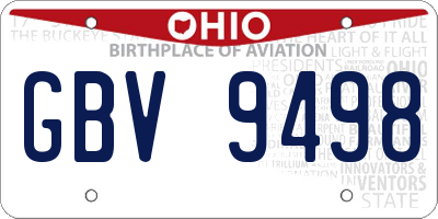 OH license plate GBV9498