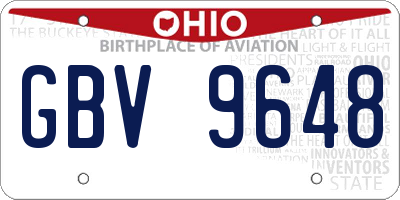 OH license plate GBV9648