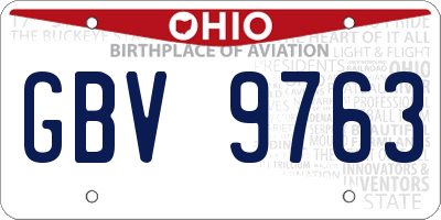 OH license plate GBV9763