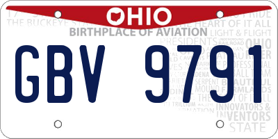 OH license plate GBV9791