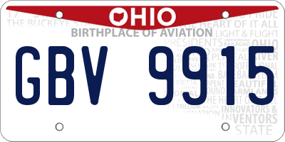 OH license plate GBV9915
