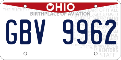OH license plate GBV9962