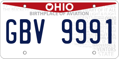 OH license plate GBV9991