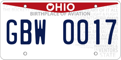 OH license plate GBW0017