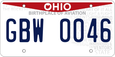 OH license plate GBW0046