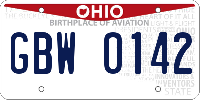 OH license plate GBW0142