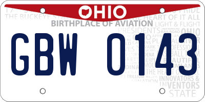 OH license plate GBW0143