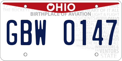 OH license plate GBW0147