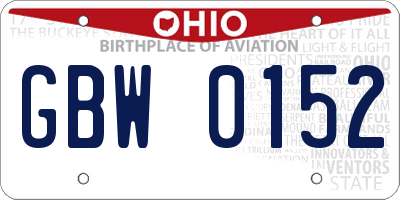 OH license plate GBW0152