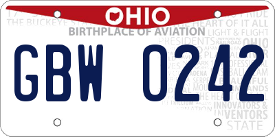 OH license plate GBW0242