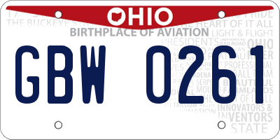 OH license plate GBW0261
