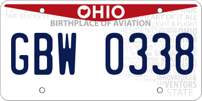 OH license plate GBW0338