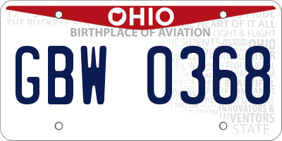 OH license plate GBW0368