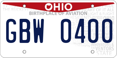 OH license plate GBW0400
