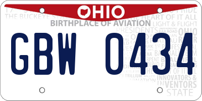OH license plate GBW0434