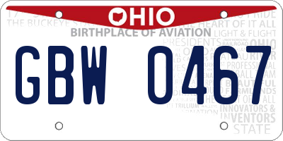OH license plate GBW0467