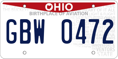 OH license plate GBW0472