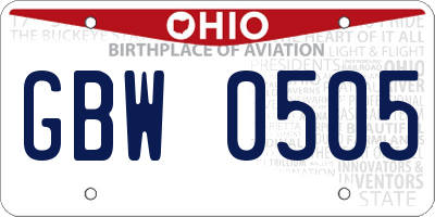 OH license plate GBW0505
