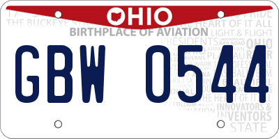 OH license plate GBW0544