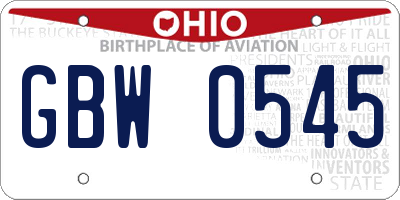 OH license plate GBW0545