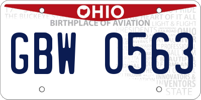 OH license plate GBW0563
