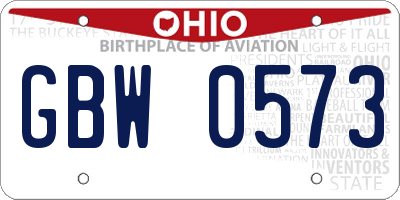 OH license plate GBW0573